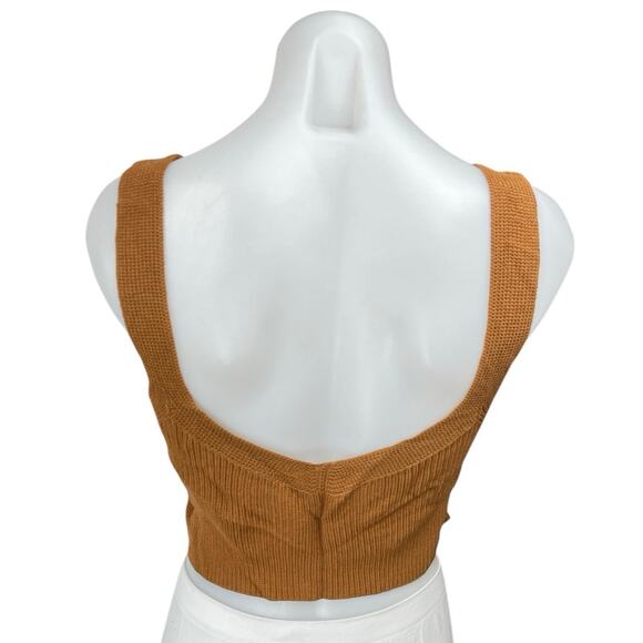 Aritzia Wilfred Brown Tan Sleeveless Knit Scoop Neck Crop Sweater Tank Top Sz S - Picture 2 of 4